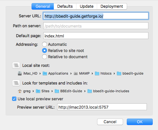 Site settings general